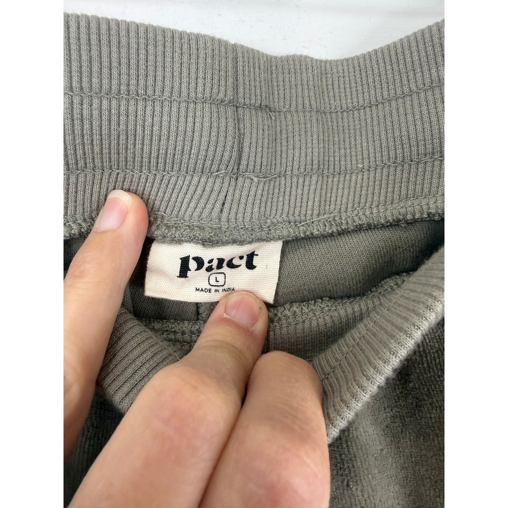 Pact Velour Wide Leg Pants Women L Olive Drawstring Loungewear Relaxed Fit - Picture 4 of 10